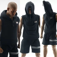 16 scale male casual sports hooded vest sleeveless sportswear suit hoodie and loose shorts set for 12 inch action figure body