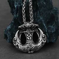 viking crow anchor stainless steel pendant mens fashion nordic hip hop locomotive mens pendant necklace kyle teslaf jewelry