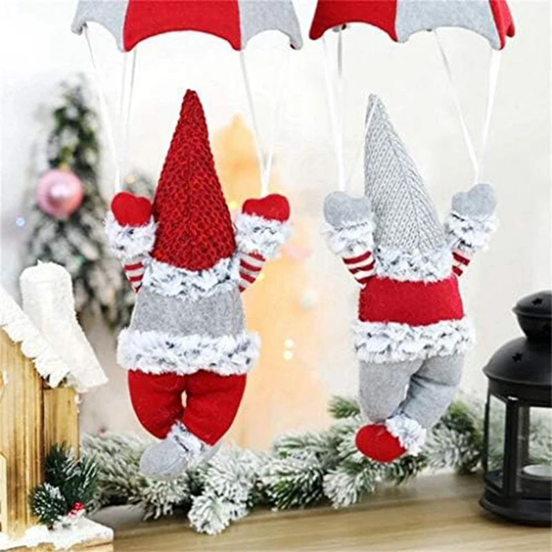 Gnome Figurine Skydiving Doll On The Table Shelf Desktop Parachute Tomte Plush Gifts Themed Tree Decor Red Durable