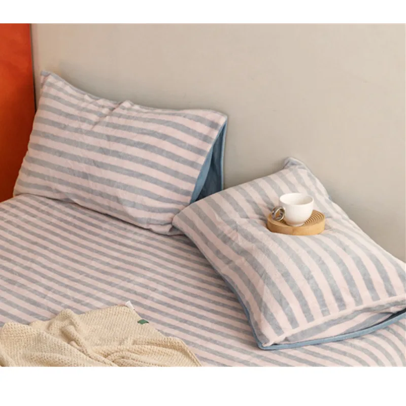 

Velvet Pillowcase Stripe Style Pillows Cover Home Pillowslip 48x74cm Cushion Cover funda almohada 2pcs Rectangle Pillow Cases