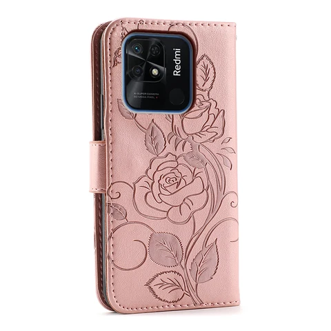 Чехол-книжка для Xiaomi Redmi 15C 13 13C 15 14C 10C 12C 10 9 9C 12 9A 10A A5 A4 A3 X A2 A1 3D цветочный кошелек Слот для карт Фоторамка