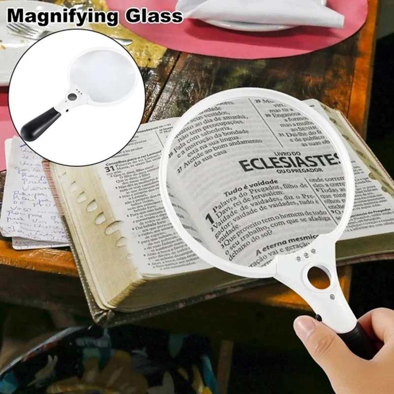 

Large Lens Handheld Magnifying Glass with LED Lights 2X 4X 25X Elderly Aid Reading Loupe Magnifier Reading Identification Repair