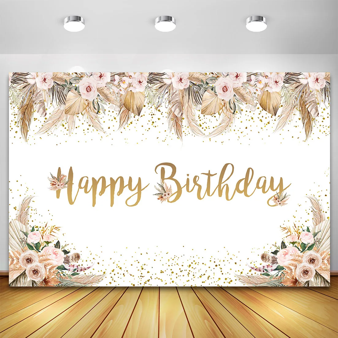 Фон в стиле бохо с цветочным рисунком для дня рождения