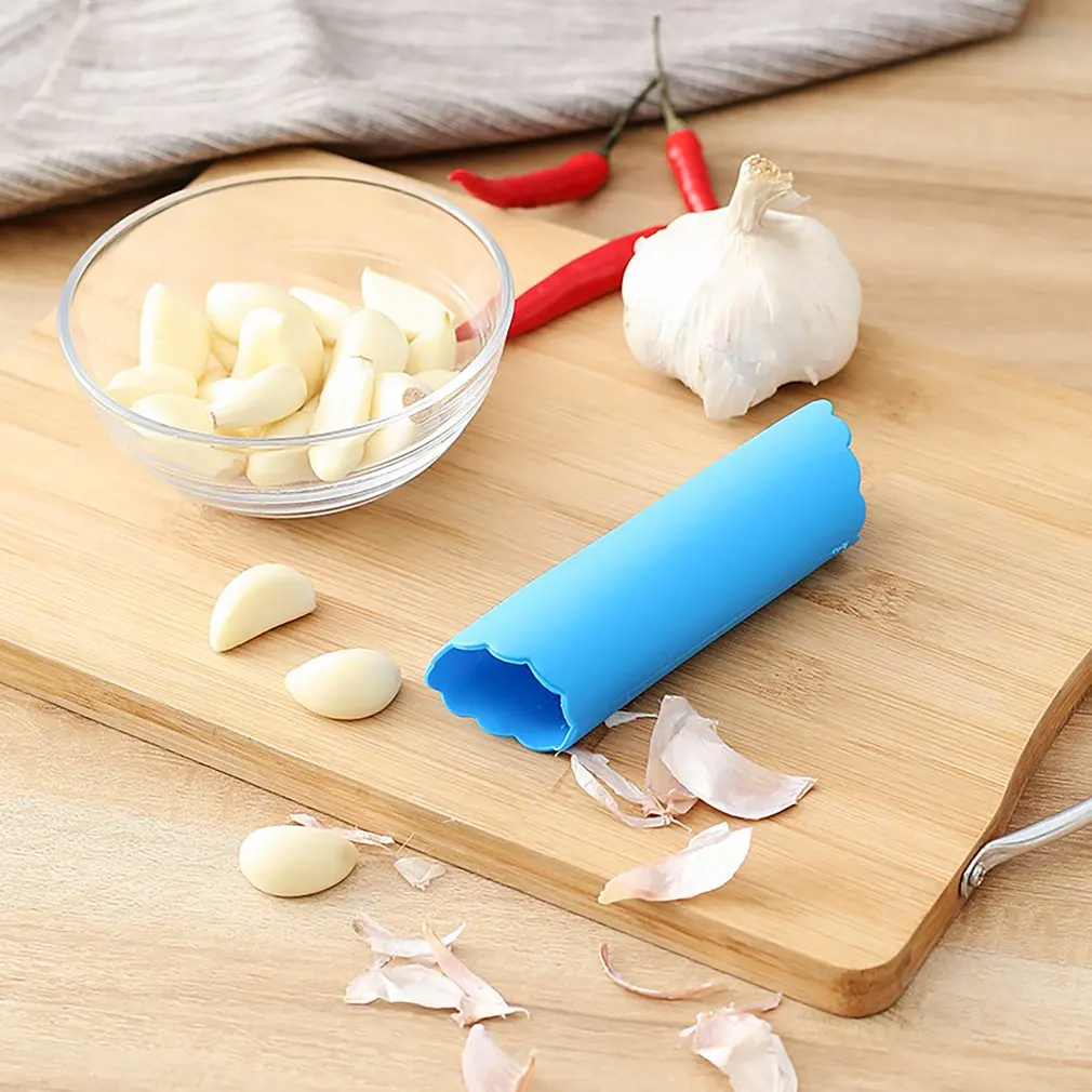 1pc Manual Garlic Peeler With Smooth Edge Silicone Peeling Tool Press Random Color |
