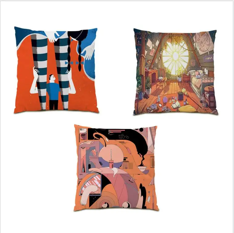 Диваны с абстрактным рисунком для гостиной 45x45, наволочки для подушек, художественные наволочки, декоративные аксессуары, домашние бархатные винтажные E1148