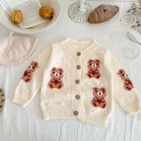 2022 autumn new kid boy knitted cardigan cartoon sweater girl infant cute bear long sleeve tops baby cotton fashion coat clothes