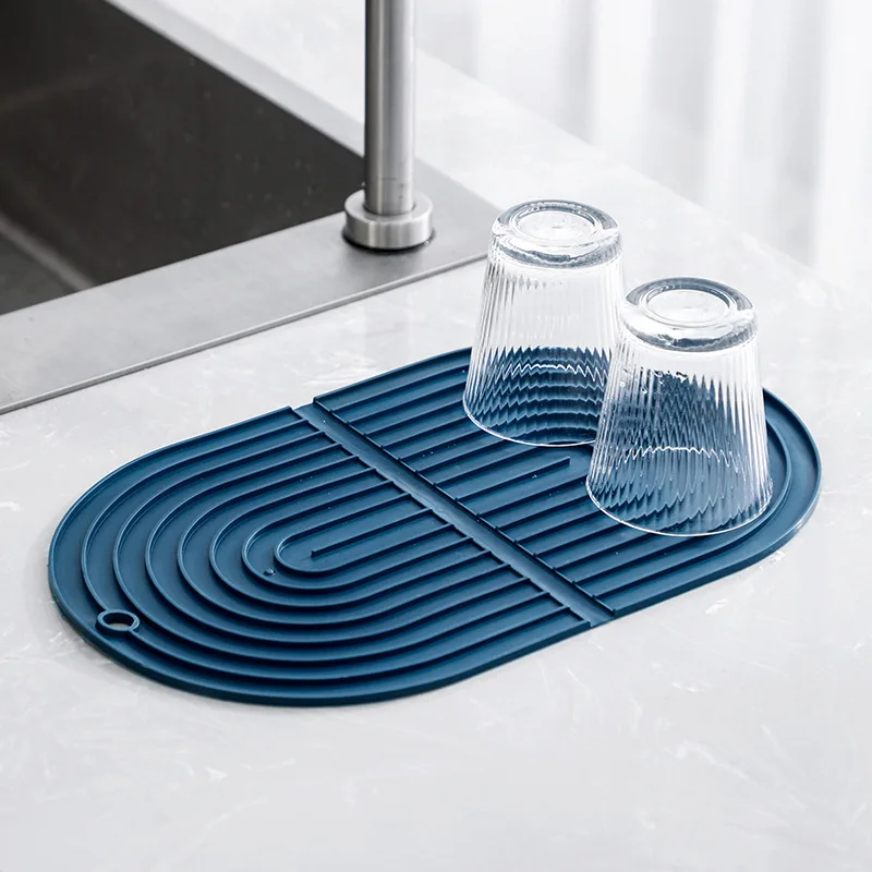 Drain Kitchen Sink Mat Foldable Dish Drying Mat Protection Heat Resistant Counter Top Mat Sink Non Slip Dish Draining Tool