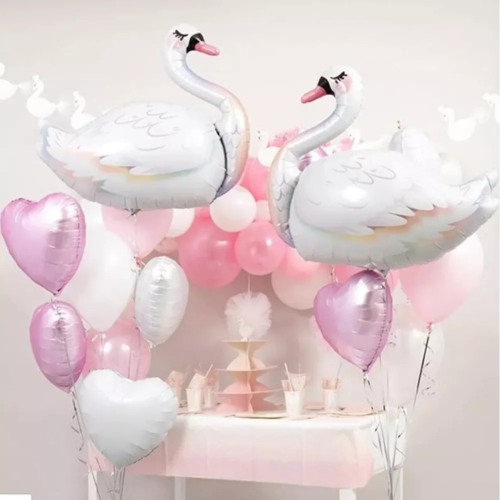 

Large White Pink Swan Flamingo Balloon Happy Birthday Party Decorations kids Toys Baby Shower Girl Air globos Wedding Decor