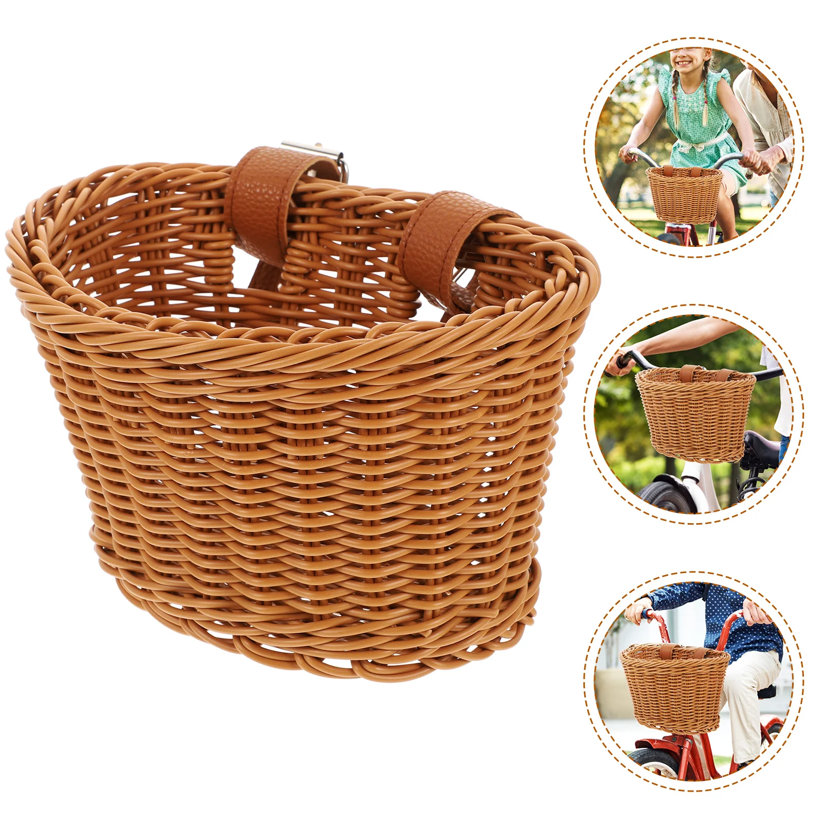 

Basket Bike Handlebarwoven Baskets Storage Rattan Girls Bathroom Wicker Children Cane Hanging Riding Bohemian Fruit Vegetable