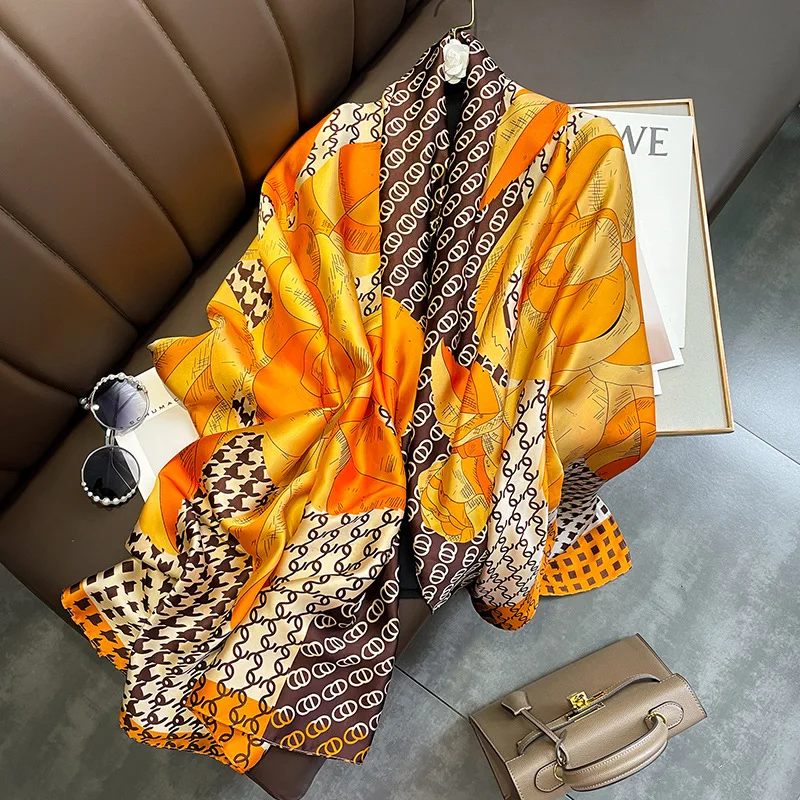 

2022 summer women scarf fashion soft print lady silk scarves floral vintage bandanas shawls pashmina cachecol feminino inverno