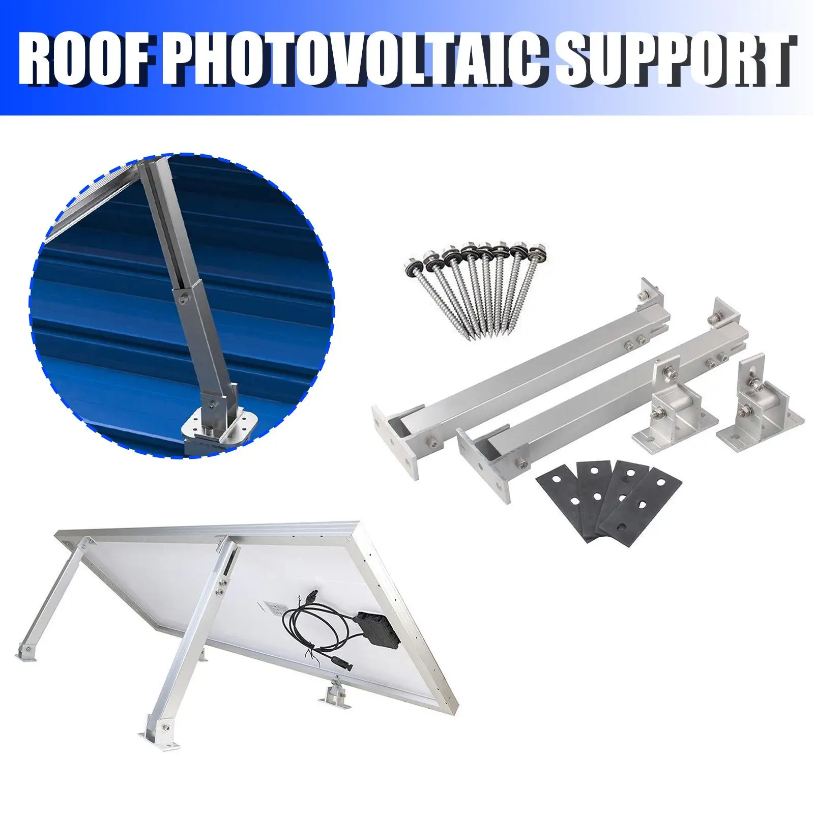 

Solar Panel Adjustable Angle Bracket Base 10-15 Degree Triangular Aluminum Solar Panel Roof Mounting Bracket For 150W Z6Q0