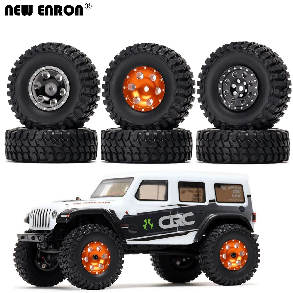

NEW ENRON 4Pcs 1.0inch Aluminum 54x20mm Beadlock Wheel Rims & Rubber Tires for RC Cars 1/24 Axial SCX24 90081 C10 Mini Crawler