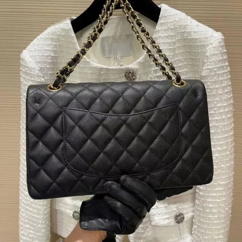 

Luxury Ladies Shoulder Bag 2C Classic Caviar High Quality Leather Double Flap Messenger Bags Large Capacity 25cm Women's Handbag