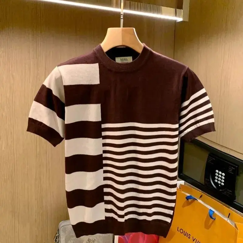 

2022 summer new round neck knit T-shirt men