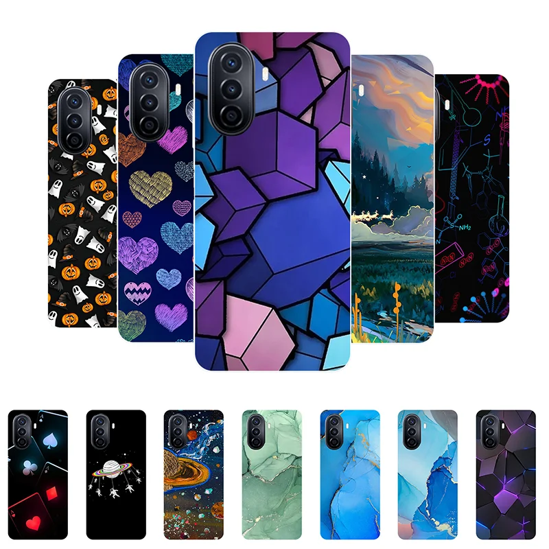 

For Huawei Nova Y70 Case MGA-LX9 Soft Silicone Painting Cute TPU Back Cover For Huawei Nova Y70 Plus Phone Case NovaY70 Funda