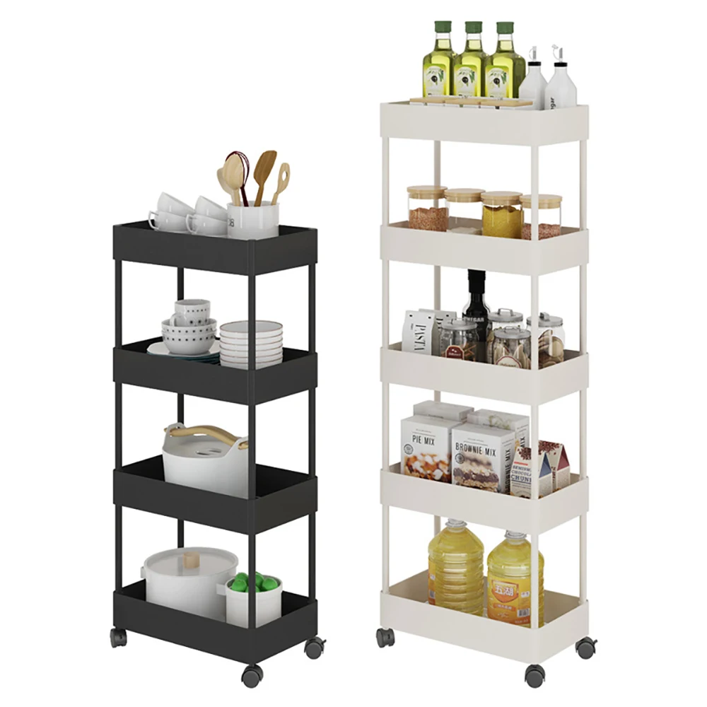 

Slide Out Rolling Rack With Wheels Long Lasting Open Shelving High Capacity For Kitchen Storage Shelf Movable Gap Storage Rack
