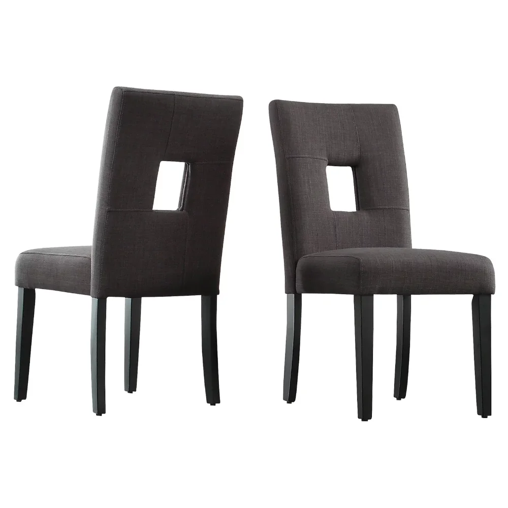 

Chelsea Lane Keyhole Upholstered Dining Side Chair, Set of Two, Dark Gray