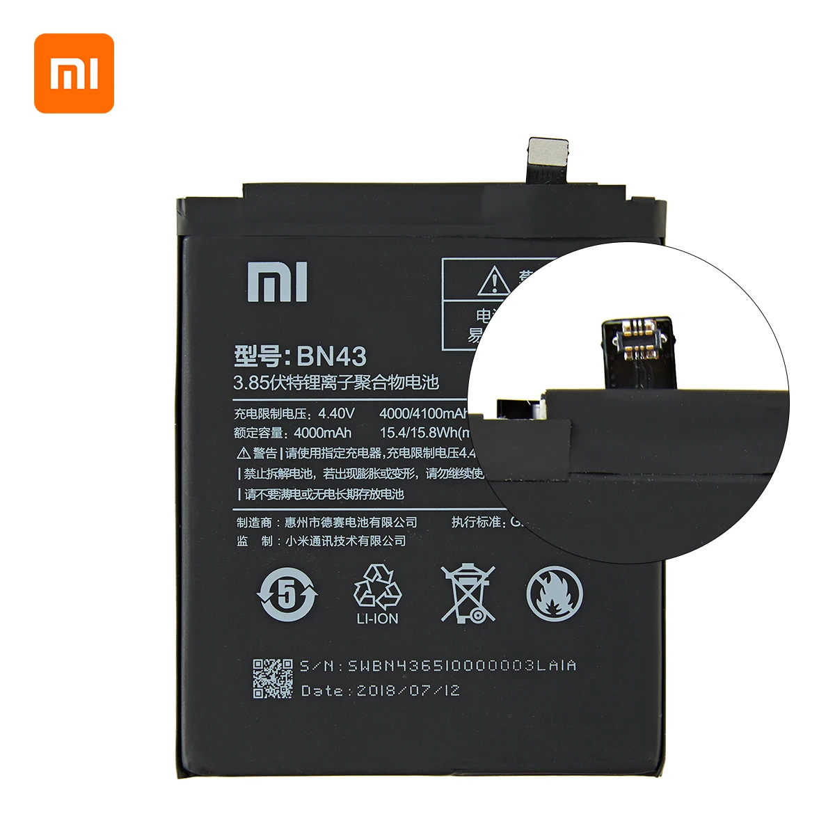 100% Оригинальный аккумулятор BN43 4000 мА · ч для Xiaomi Redmi Note 4X / 4 global Snapdragon 625 высокое