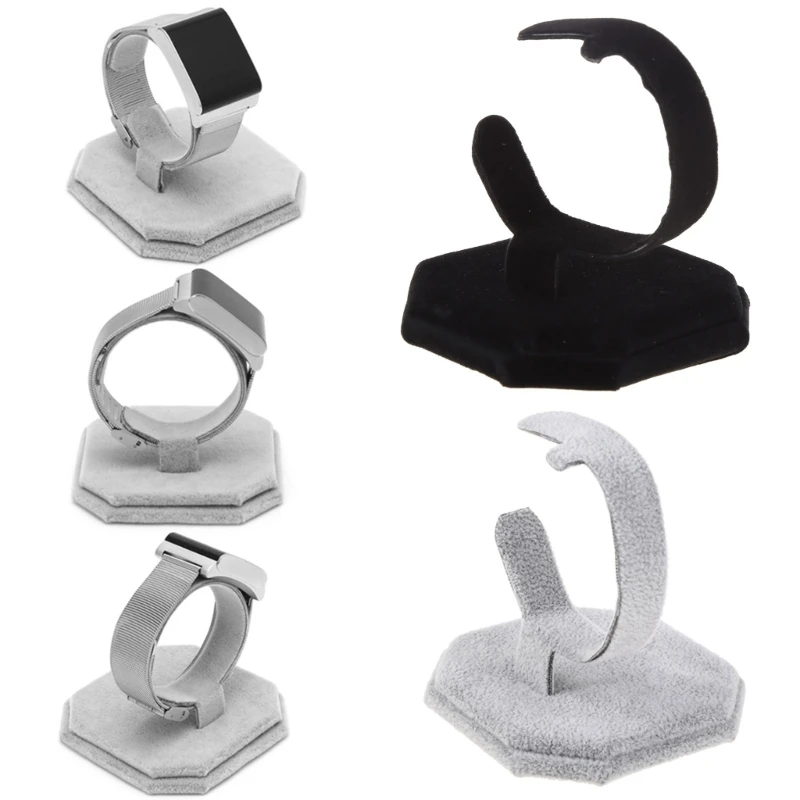 Черный C-образный стеллаж для браслетов замшевый устойчивый к царапинам часов