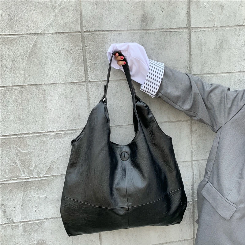 Women's shoulder bag, large capacity, women's soft leather bag, new leisure bag, women's tote bag, portable shopping bag