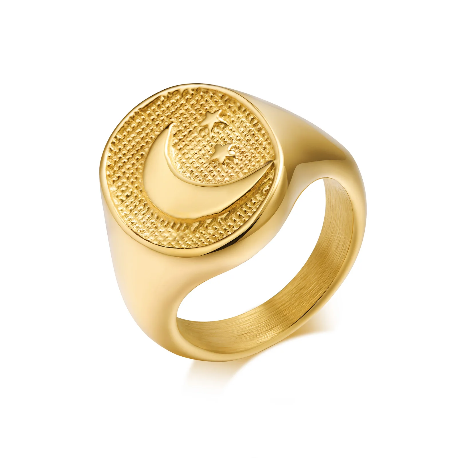 

Stainless Steel Oval Signet Ring ,Crescent Moon Star Ring for Women,fashion Wholesale Delicate Dainty Finger Jewelry