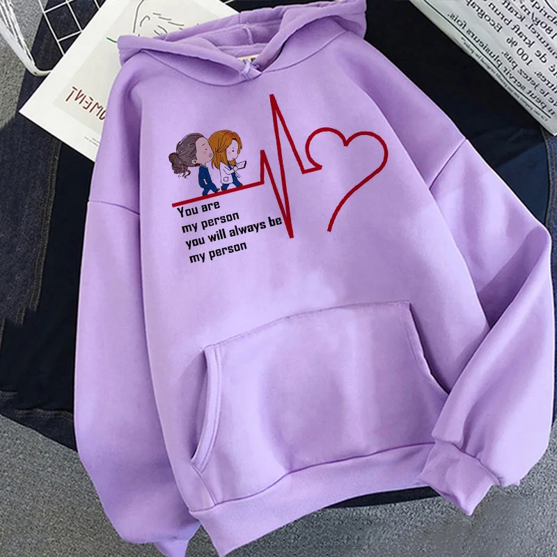 

Greys Anatomy Women Hoodies You Are My Person Love Ecg Print Graphic Sweatshirt Hoodie Harajuku Casual Streetwear Clothes Female