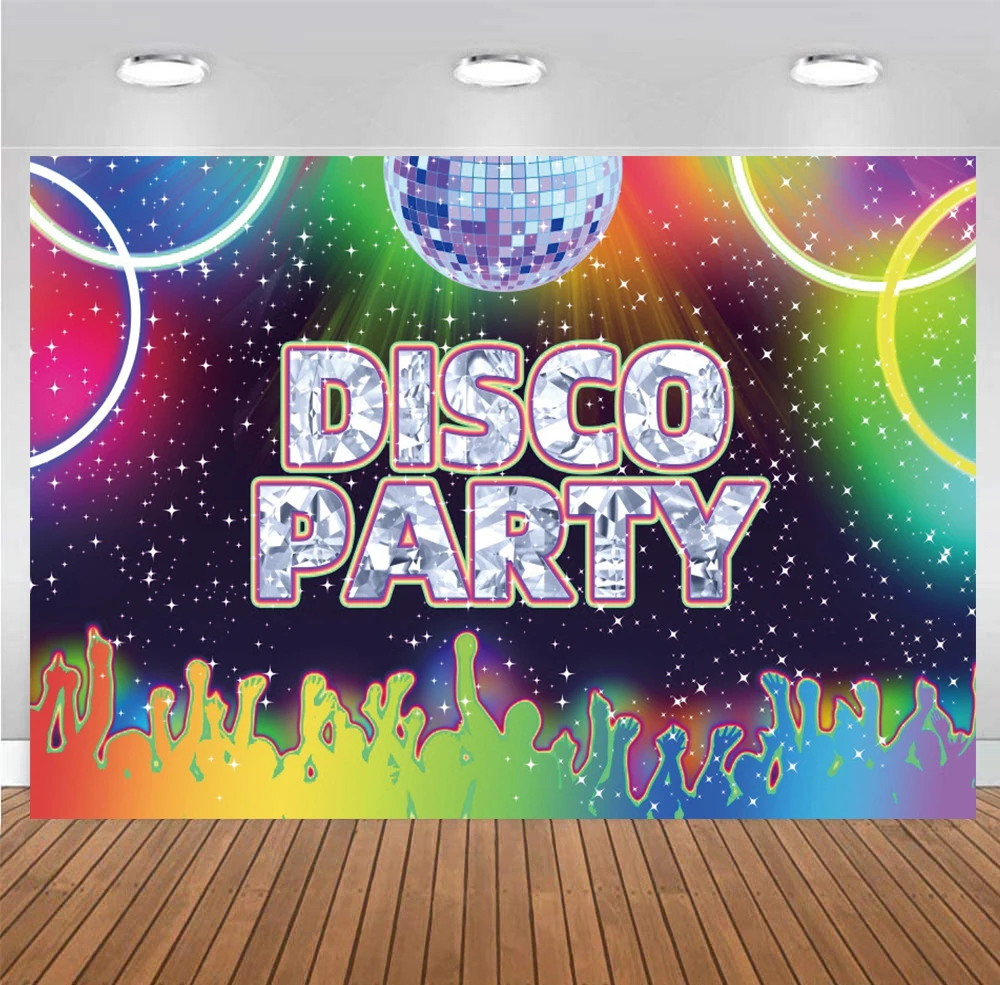 

Disco Party Photo Backdrop 80s 90s Hip Hop Music Dance Ball Let's Glow Neon Night Photography Background Decoration Banner