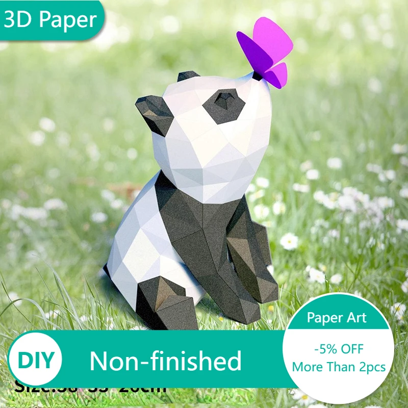 

3D Бумажная форма, панда, животное, необработанная модель, складная бумага, работа «сделай сам», для дома, стола, декор для пола, статуэтки, мин...