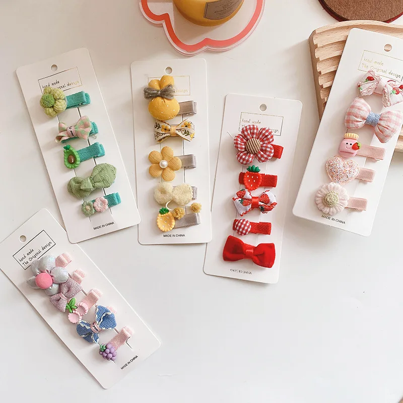 

5pcs/set Lovely Hair Clips for Kids Fashion Hair Accessories Sweet Hairpins Clip Headwear Girls Cute Cartoon Barrettes Headband