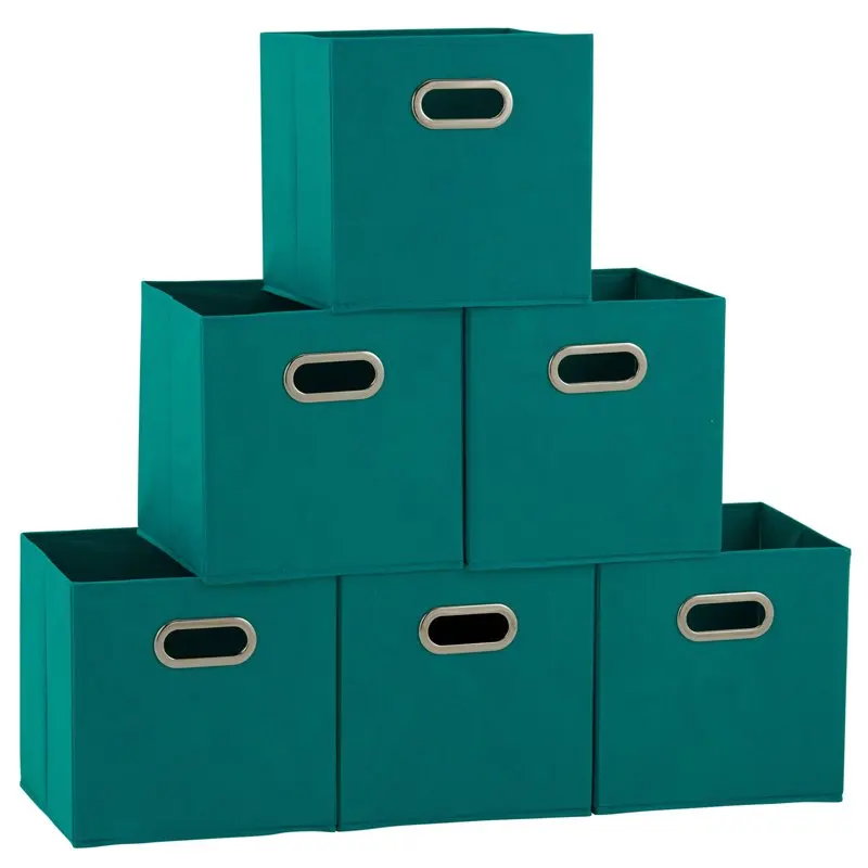 

Open Fabric Storage Cube Bins, Aqua, Set of 6