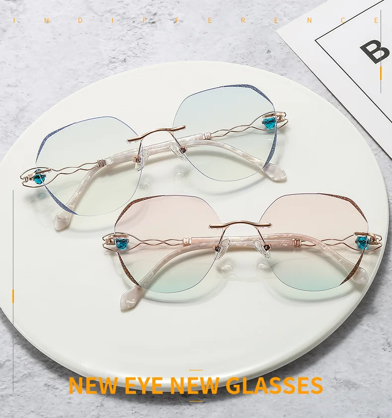 

Blue Light Computer Glasses Women Metal Frame Bling Rhinestone Rectangle Eyeglasses Clear Lens Vintage Eyewear Shades Female