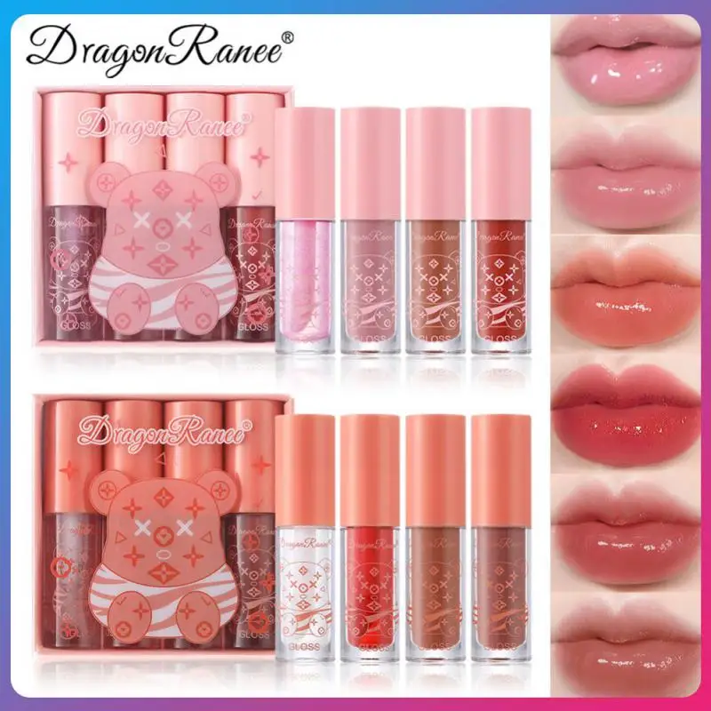 

Plump Moisturizing Hine Glitter Lip Gloss Long Lasting Transparent Toot Lip Glaze Set 4pcs Makeup Cosmetics