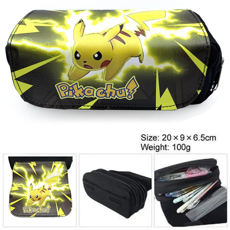 Kawaii Pokemon Anime Peripheral Pen Bag Pikachu Cartoon Stationery Box Cute Pen Bag Pencil Case Christmas Gift for Kids