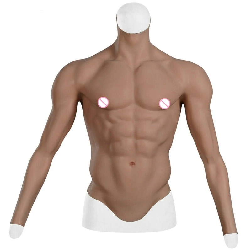 Realistic Silicone Male Chest Abdominal Muscle Suit Vest with Arms for Cosplay Body Shaping Shapewear