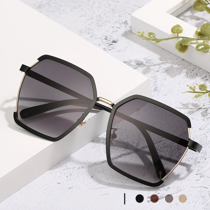 

New Two-color Polygon Big Frame Sunglasses Women Fashion Anti-ultraviolet Sunglasses Shading Street Shooting Sunglasses