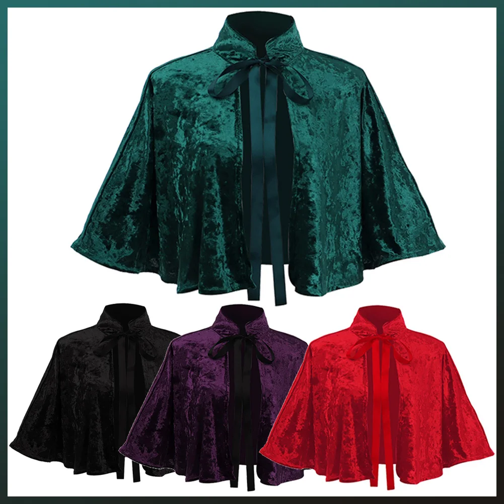 Маскировка Готическая королева косплей Бархатная шаль винтажная накидка