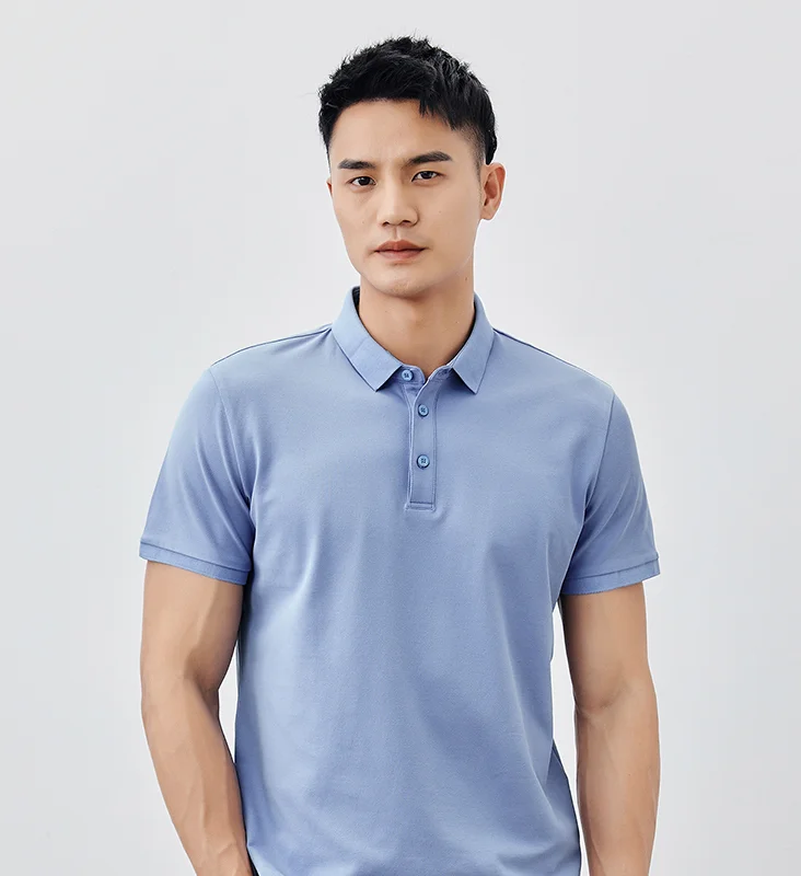 W2875-Men's casual short sleeved polo shirt men's summer new solid color half sleeved Lapel T-shirt.
