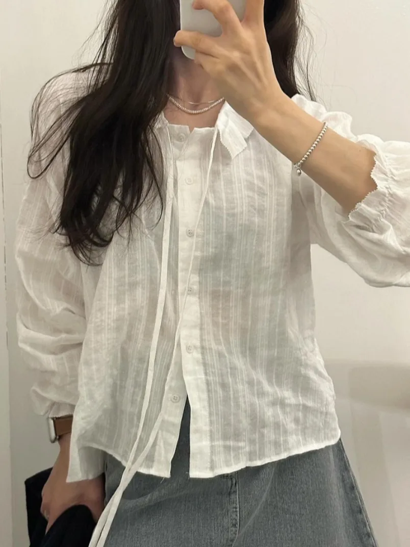 Шикарная осенняя однобортная рубашка из хлопка и жаккардовой ленты Южной Кореи с