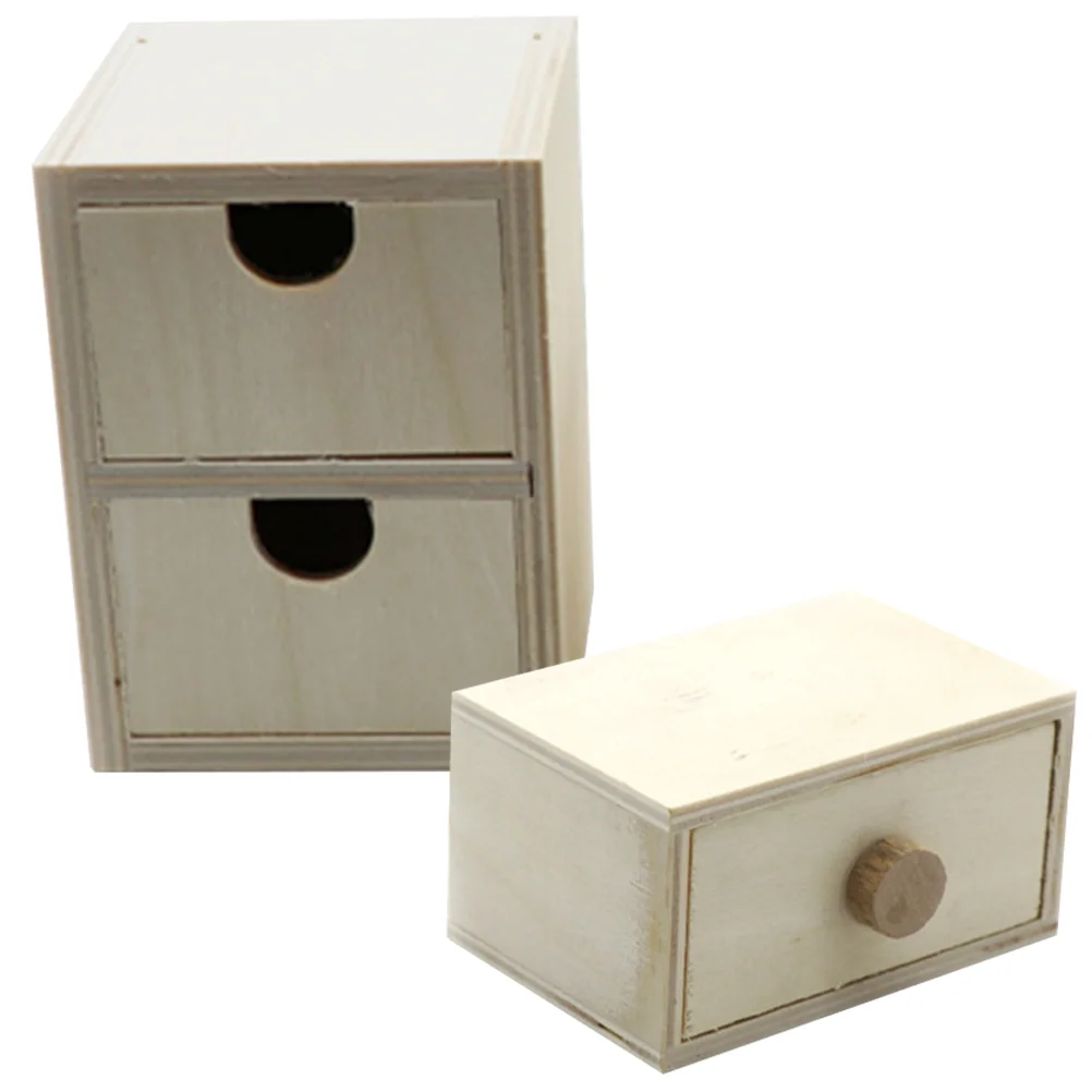 

2pcs Wooden Small Drawers Unpainted Blank Small Drawers DIY DIY Wood Small Drawers