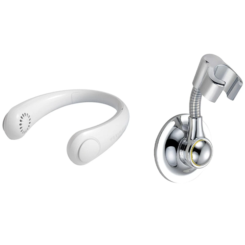 

1 шт. держатель для душевой лейки, присоска, искусственный и 1 комплект, подвесной шейный вентилятор, USB Перезаряжаемый Регулируемый воздушны...