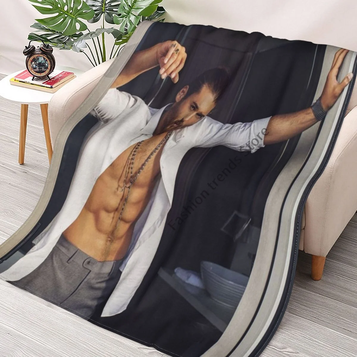 

Can Yaman Sexy Blanket Flannel SpringAutumn Actor Model Abdominal Muscles Breathable Warm Throw Blanket for Bedding Office