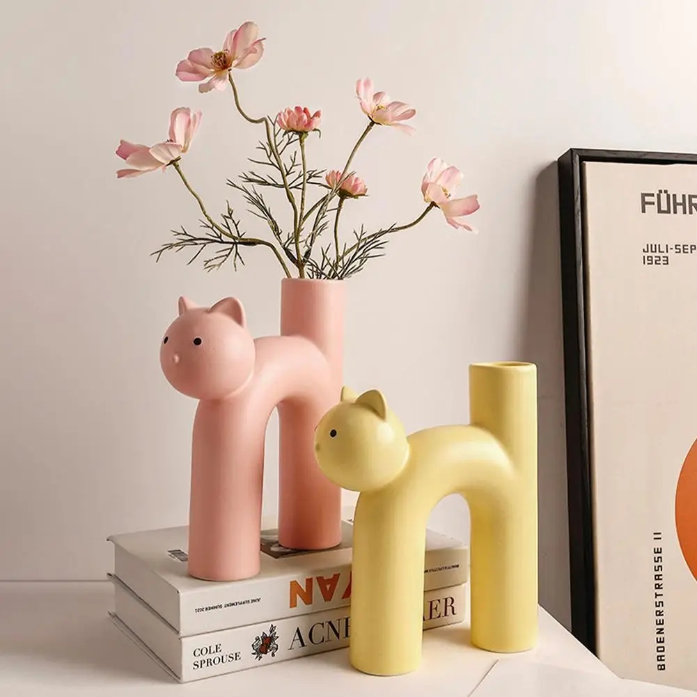 

Flower Vase Kawaii Nordic Ceramic Vases Cats Cute Shape Home Decor Living Room Tabletop Decoration Vases For Flowers O1i5