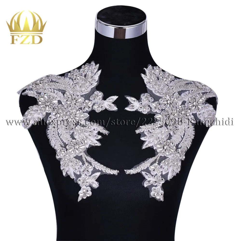

FZD 10 Pairs Rhinestones silver Bodycon Patches and stones Crystal Bodice Apparel for Wedding DIY Decoraton for Evening Dress