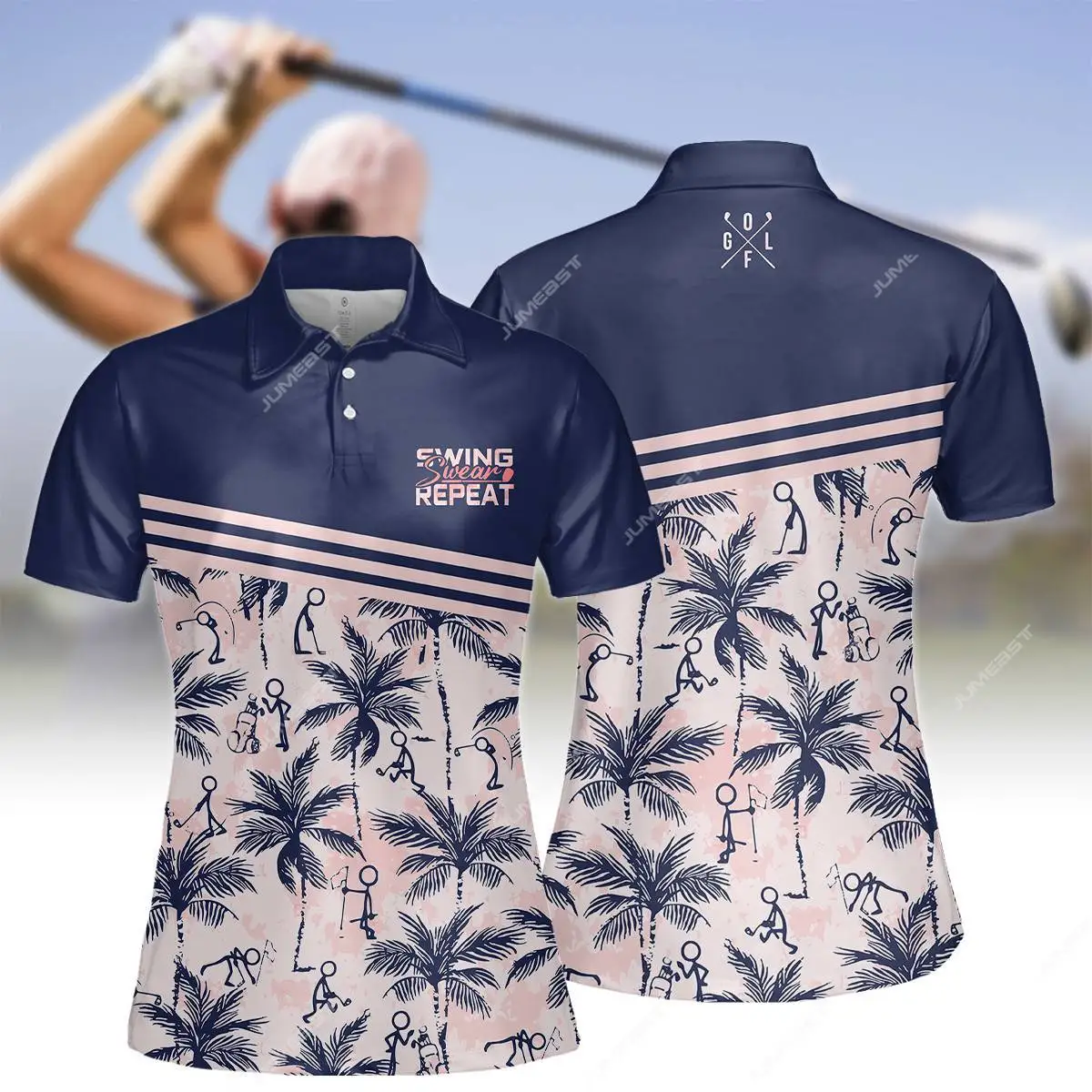 Jumeast Women Golf Friends We're Like Small Gang Polo Shirts 3D Print Cartoon Sportswear Diamond Pattern Light Academia Clothing images - 6