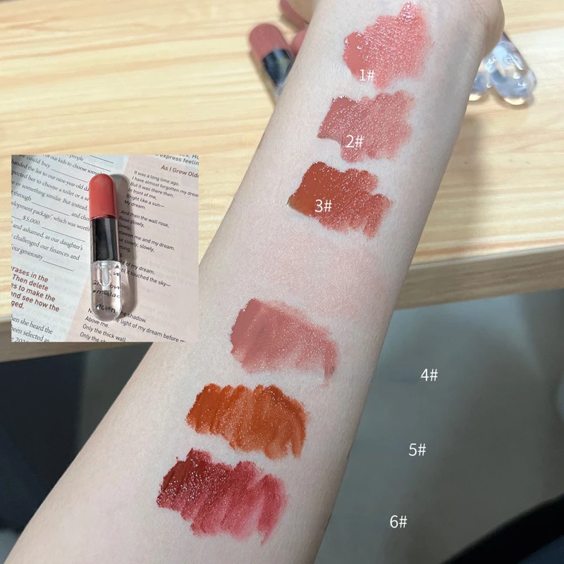 Дзеркальная губная помада с двойной головкой вишнево-красная глянцевая двойным