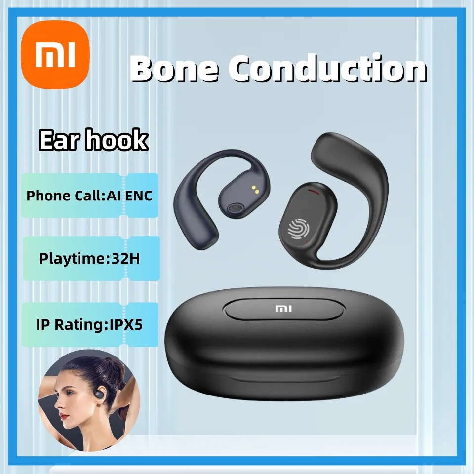 Беспроводные Bluetooth наушники Xiaomi, Hi Fi стерео наушники с костной проводимостью, водонепроницаемые спортивные наушники с ушным крючком, гарнитура Mijia с сенсорным управлением