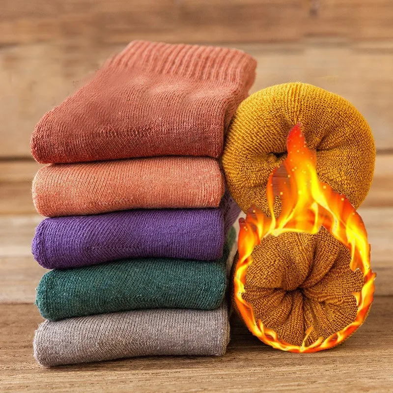 6Pairs New Winter Wamer Women Thicken Thermal Wool Cashmere Snow Socks Seamless Terry Boots Floor Sleeping Socks for Mens