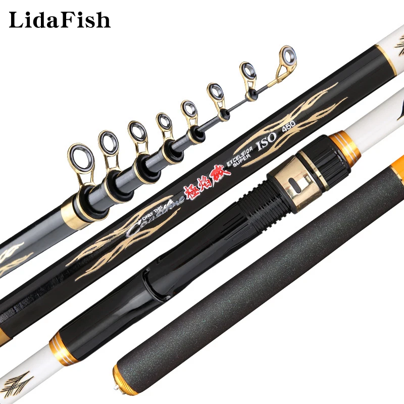 

LIDAFISH 3.6M 4.5M 5.4M 6.3M Super Hard Rock Fishing Rod Carbon Saltwater Bass Telescopic Rod Fishing Accessories