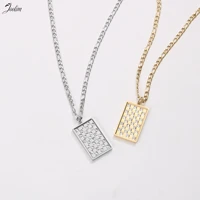 joolim jewelry pvd gold finish no fade fashion checkerboard square zircon pendant necklace trend 2022 for women stainless steel
