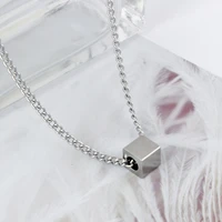 square necklace chain stainless steel necklace women mens simple long chain square pendant necklace statement lovers jewelry